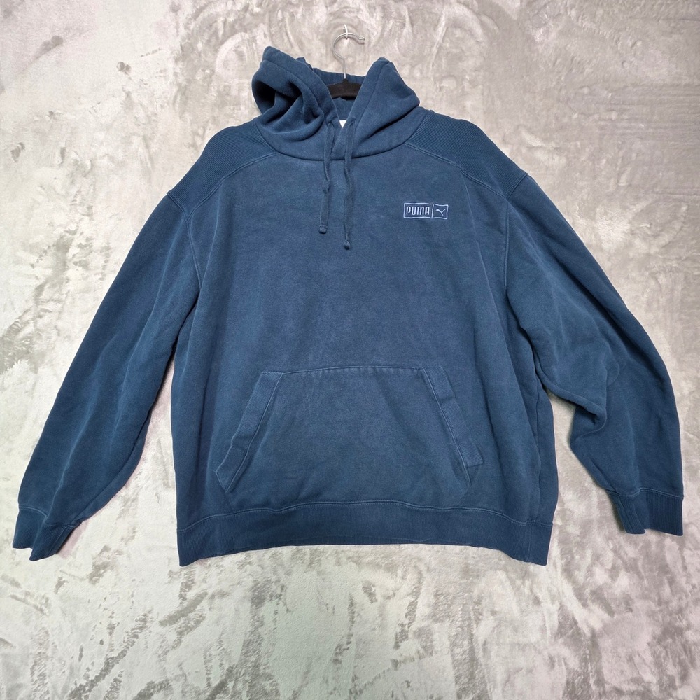 Puma Mens XL Blue Pullover Hoodie Embroidered Logo Sweatshirt 589267-08